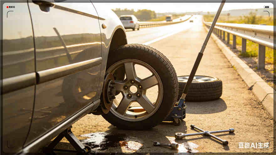 正阳高速公路扎胎-汽车流动补胎